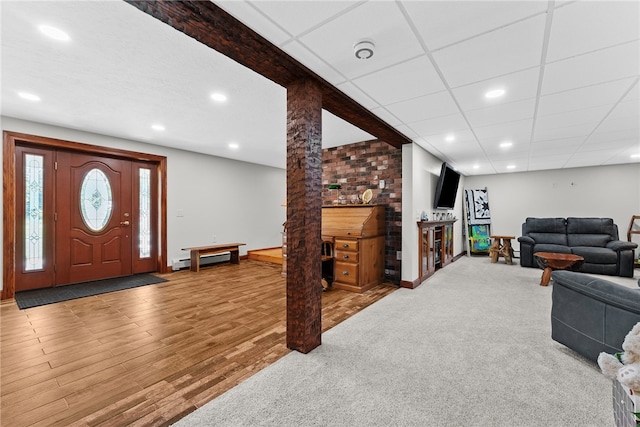 1419 Bullion Rd, Victory Twp, PA 16342 - living area with wood finished floors, recessed lighting, and baseboard heating