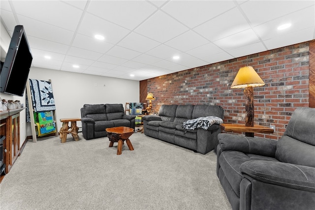 1419 Bullion Rd, Victory Twp, PA 16342 - living room with carpet, a paneled ceiling, and recessed lighting
