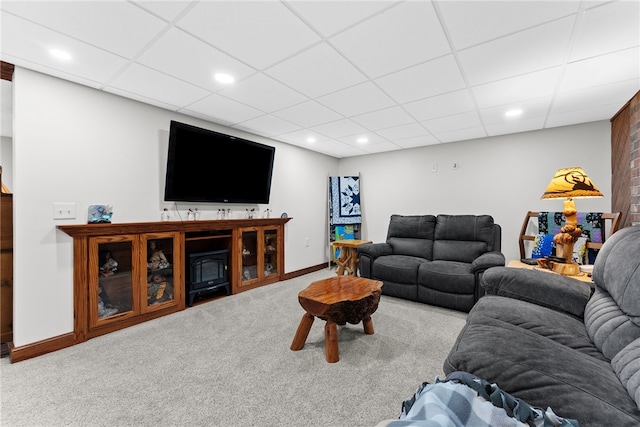 1419 Bullion Rd, Victory Twp, PA 16342 - carpeted living area with recessed lighting and a paneled ceiling