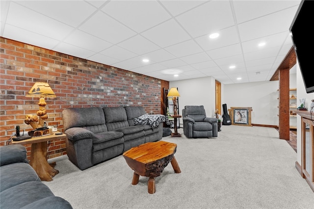 1419 Bullion Rd, Victory Twp, PA 16342 - living area with carpet flooring, a paneled ceiling, and recessed lighting
