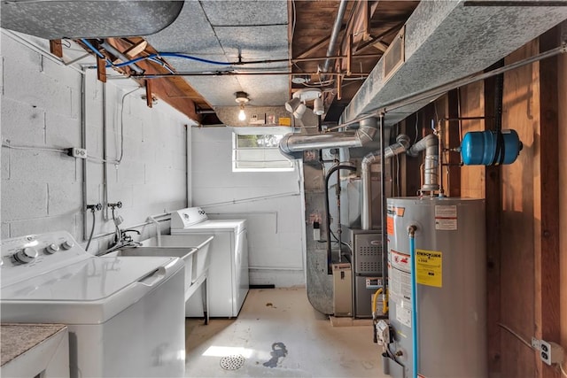 428 Englewood Dr, Ross Twp, PA 15237 - basement featuring water heater, independent washer and dryer, and heating unit