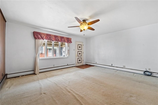 4614 Carroll St, Bloomfield, PA 15224 - carpeted spare room featuring a ceiling fan, a baseboard radiator, and baseboard heating
