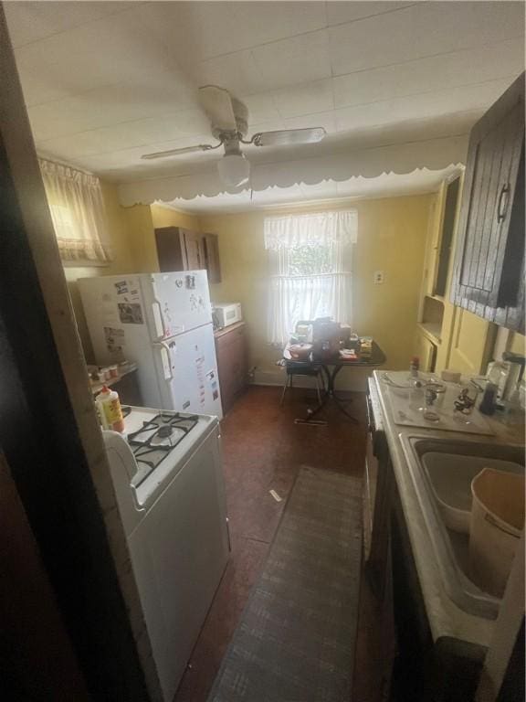 120 Odette St, Overbrook, PA 15227 - kitchen featuring freestanding refrigerator and ceiling fan