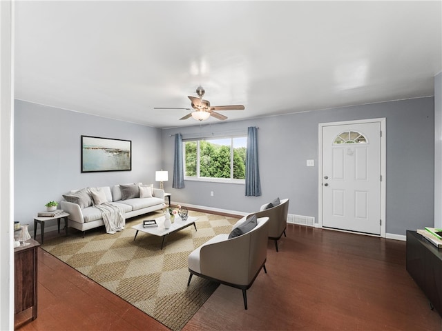 4183 Marion Hill Rd, Daugherty Twp, PA 15066 - living room featuring ceiling fan and wood finished floors