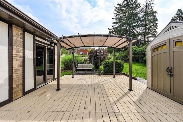 4045 Blue Willow, Hempfield Twp, PA 15642 - wooden terrace with a pergola and a storage shed