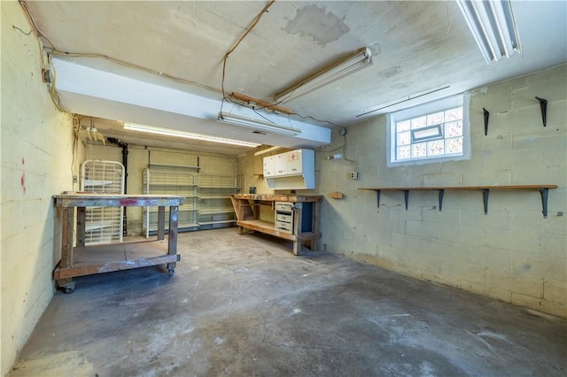 1926 Worcester Dr, Pittsburgh, PA 15243 - basement with a workshop area and concrete block wall