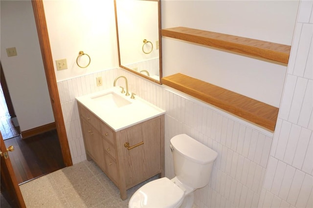 611 Jacksonia St, Central North Side, PA 15212 - half bath with wainscoting, vanity, and tile walls