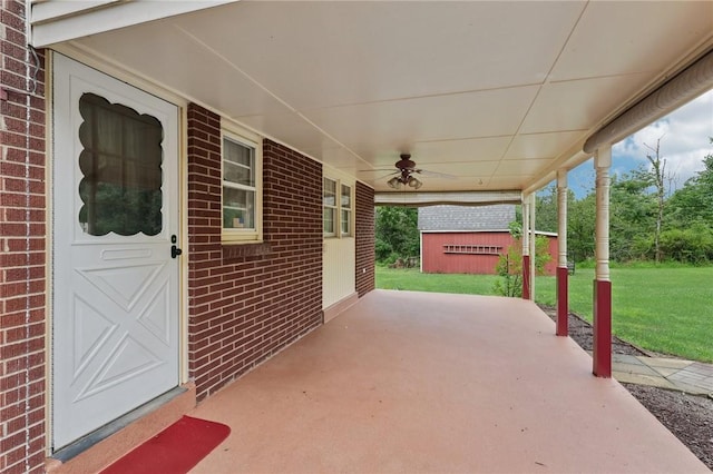 714 Colonial, Washington Twp, PA 15613 - view of patio with a ceiling fan, a carport, and an outdoor structure