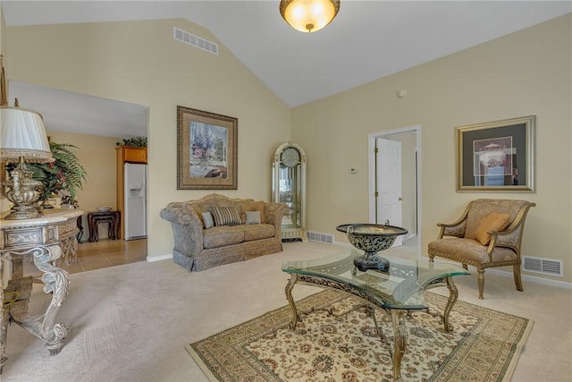 1101 Timberwood, Chippewa Twp, PA 15010 - living area featuring light colored carpet and high vaulted ceiling