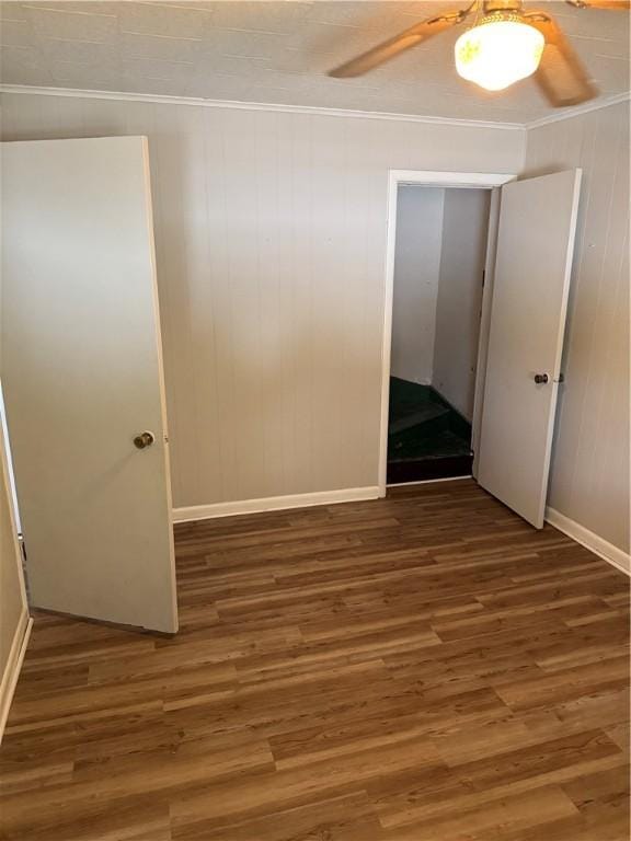 965 Leeds, Monessen, PA 15062 - empty room with wood finished floors, ornamental molding, and a ceiling fan