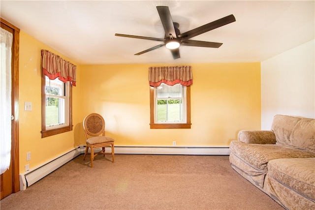 963 Herman Rd, Summit Twp, PA 16002 - living area featuring carpet, healthy amount of natural light, and a ceiling fan