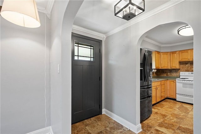 57 Welcome St, East Bethlehem, PA 15333 - foyer featuring arched walkways, crown molding, and stone finish floors