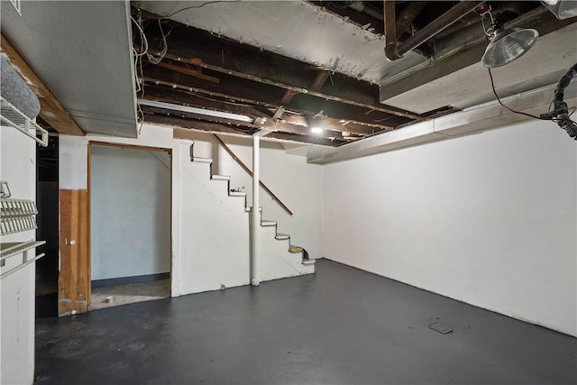 57 Welcome St, East Bethlehem, PA 15333 - unfinished below grade area with stairway and heating unit