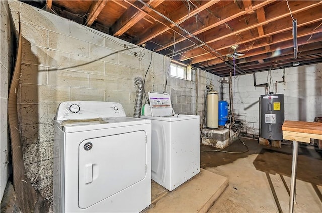 129 Shenango Park Rd, Pymatuning Twp, PA 16154 - laundry area featuring separate washer and dryer and water heater