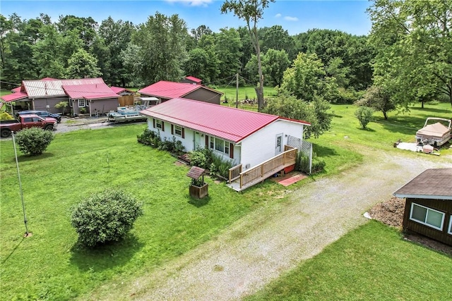 129 Shenango Park Rd, Pymatuning Twp, PA 16154 - aerial view of property and surrounding area with a forest