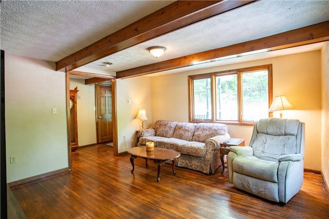 385 Wallace Run Rd, Big Beaver, PA 15010 - living area with wood finished floors, a textured ceiling, and beam ceiling