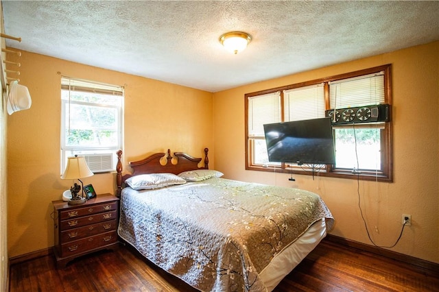 385 Wallace Run Rd, Big Beaver, PA 15010 - bedroom with hardwood / wood-style floors, a textured ceiling, and cooling unit