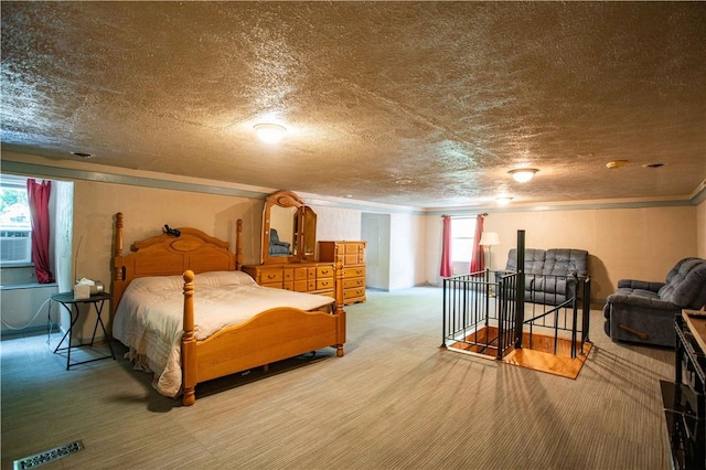 385 Wallace Run Rd, Big Beaver, PA 15010 - bedroom with carpet floors, crown molding, and a textured ceiling