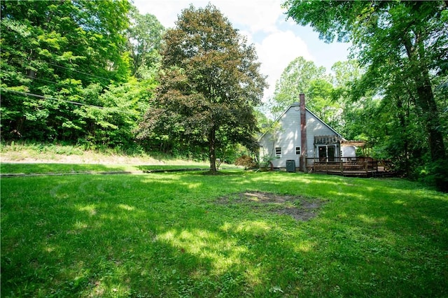385 Wallace Run Rd, Big Beaver, PA 15010 - view of green lawn featuring a deck