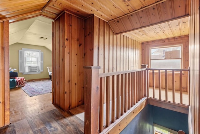 827 Beaver Rd, Ambridge, PA 15003 - hall with lofted ceiling, hardwood / wood-style floors, and a relaxing sauna