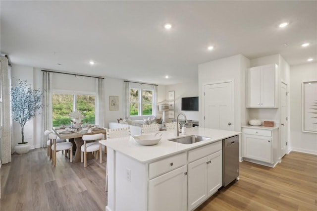 130 River Ridge Drive, Moon/Crescent Twp, PA 15108 - kitchen featuring white cabinetry, light wood-style flooring, recessed lighting, and light countertops