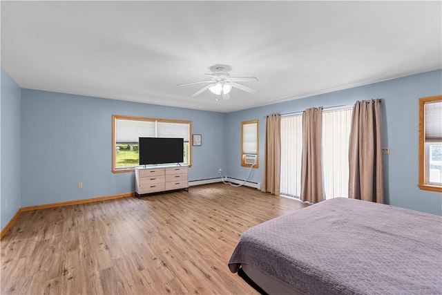 178 Christopher, Christopher, PA 16640 - bedroom featuring wood finished floors, ceiling fan, cooling unit, and baseboard heating