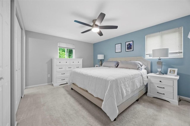 215 E Edgewood Dr, Peters Twp, PA 15317 - bedroom with light colored carpet and ceiling fan