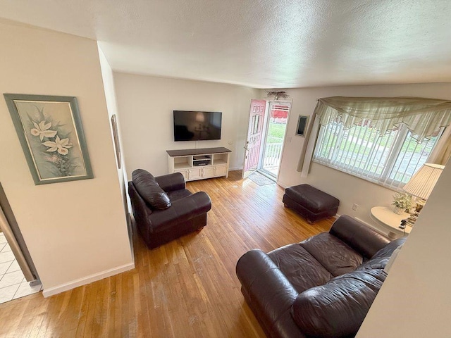 13901 Harvie Ct, North Huntingdon, PA 15642 - living area with wood finished floors and a textured ceiling