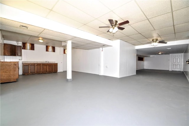 306 Barbara Dr, Carroll Twp, PA 15063 - finished below grade area with a drop ceiling and baseboards