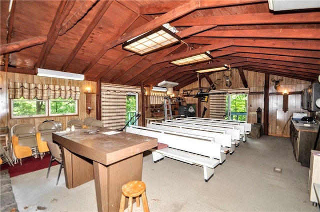 306 Barbara Dr, Carroll Twp, PA 15063 - misc room featuring vaulted ceiling and wooden walls