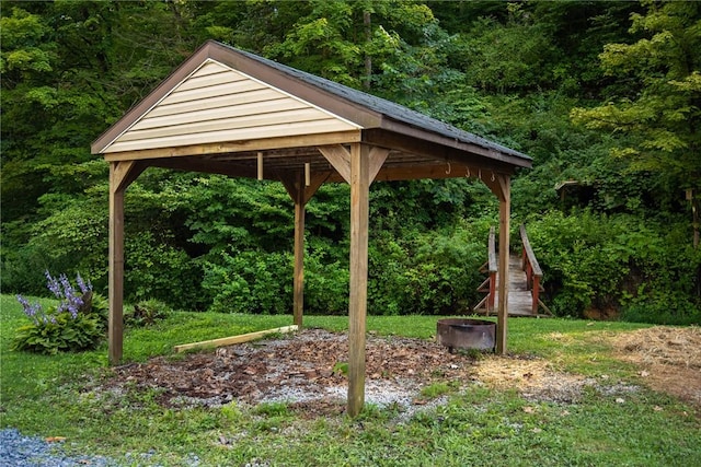151 Cove Run Rd, Bradys Bend Twp, PA 16028 - view of yard featuring a wooded view and a gazebo