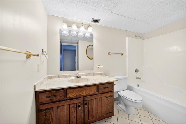 820 E Beau St Unit Tlc, South Strabane, PA 15301 - bathroom with vanity, tile patterned flooring, shower / tub combination, and a drop ceiling