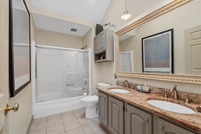 2001 Buckingham Dr, Marshall, PA 16046 - bathroom with tile patterned flooring, double vanity, and combined bath / shower with glass door