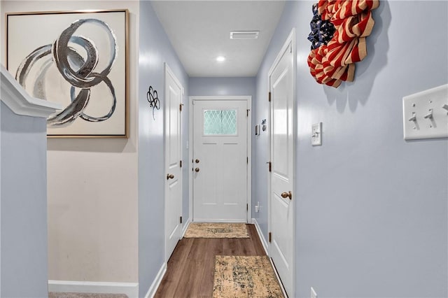 238 Smith Ln, Chippewa Twp, PA 15010 - doorway to outside featuring dark wood-style flooring and recessed lighting