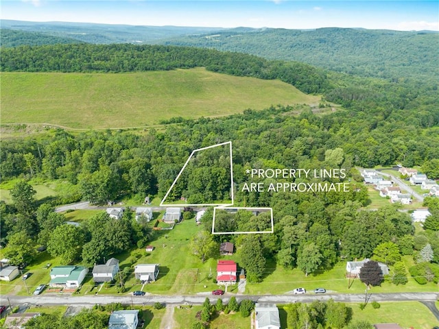 136 B St, Shade Twp, PA 15563 - aerial view of property and surrounding area featuring a forest and property boundaries highlighted