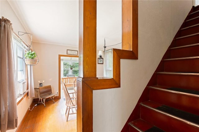 136 B St, Shade Twp, PA 15563 - staircase with wood finished floors and built in shelves