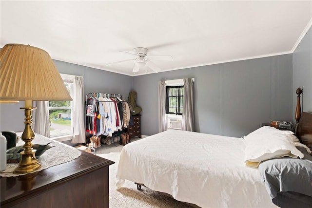 136 B St, Shade Twp, PA 15563 - carpeted bedroom with ornamental molding and ceiling fan