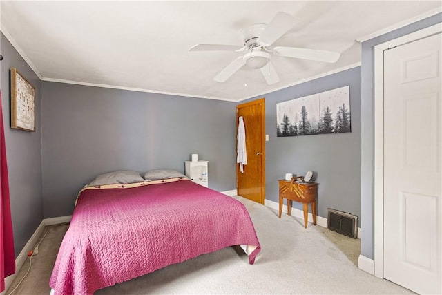 136 B St, Shade Twp, PA 15563 - carpeted bedroom with ornamental molding and a ceiling fan