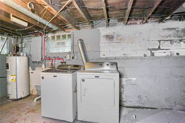 1405 Three Degree Rd, Adams Twp, PA 16059 - washroom featuring washer and dryer, electric water heater, and electric panel