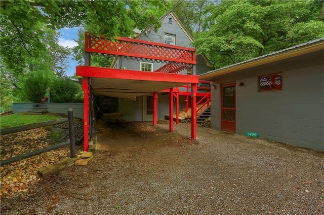 1405 Three Degree Rd, Adams Twp, PA 16059 - view of yard featuring stairs, a wooden deck, and driveway