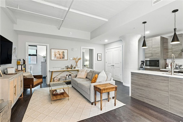 2545 Penn Ave Unit 208, Downtown Pgh, PA 15222 - living room with wood finished floors and recessed lighting