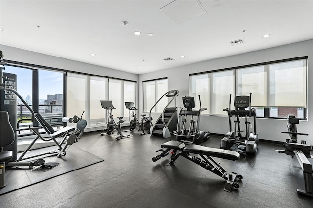 2545 Penn Ave Unit 208, Downtown Pgh, PA 15222 - gym featuring healthy amount of natural light and recessed lighting