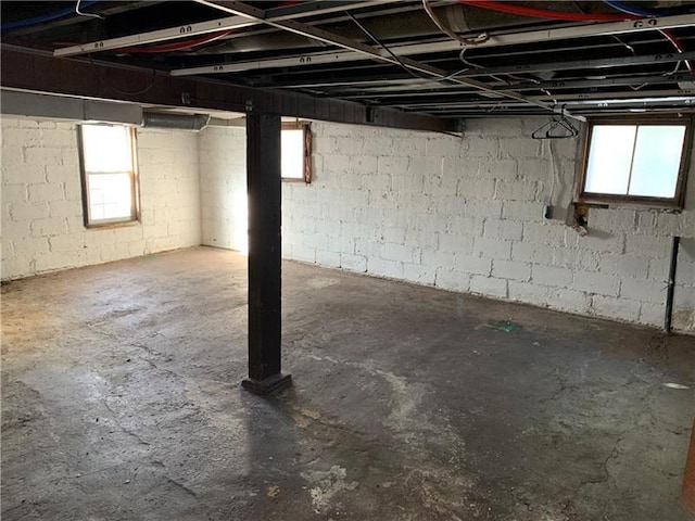 basement featuring plenty of natural light