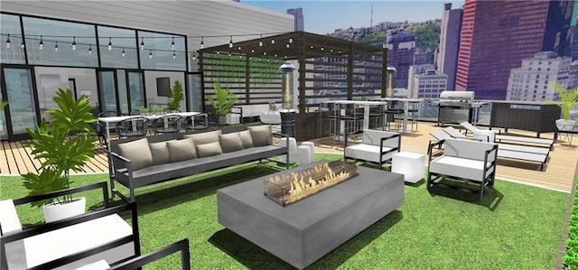 view of terrace featuring an outdoor hangout area and grilling area