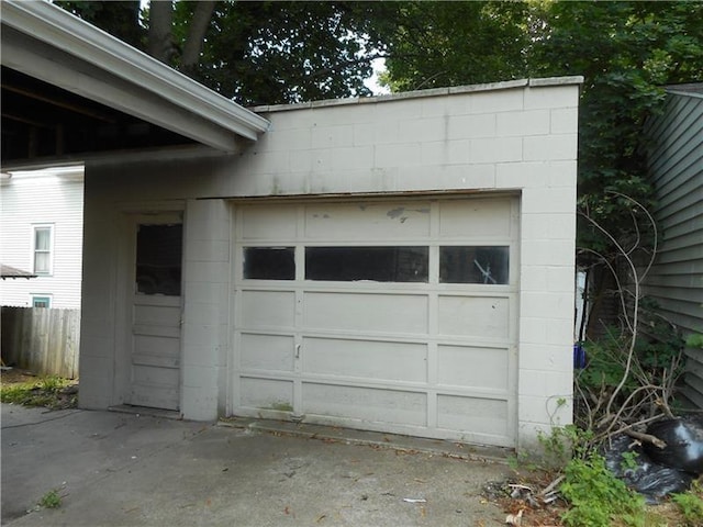 view of garage