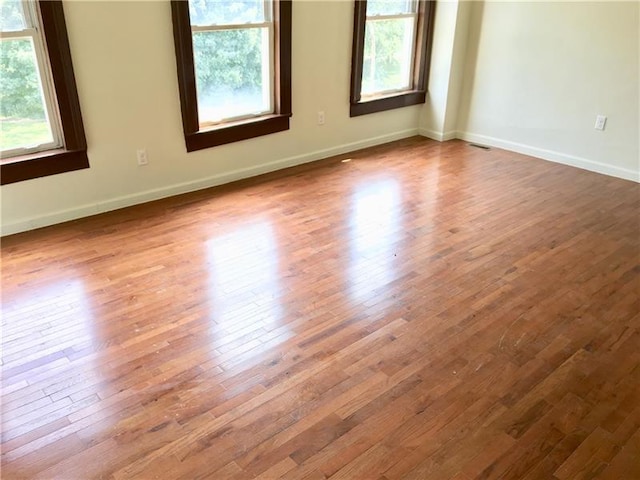 empty room featuring light hardwood / wood-style flooring and a wealth of natural light