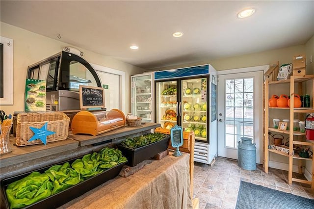 playroom with light tile floors