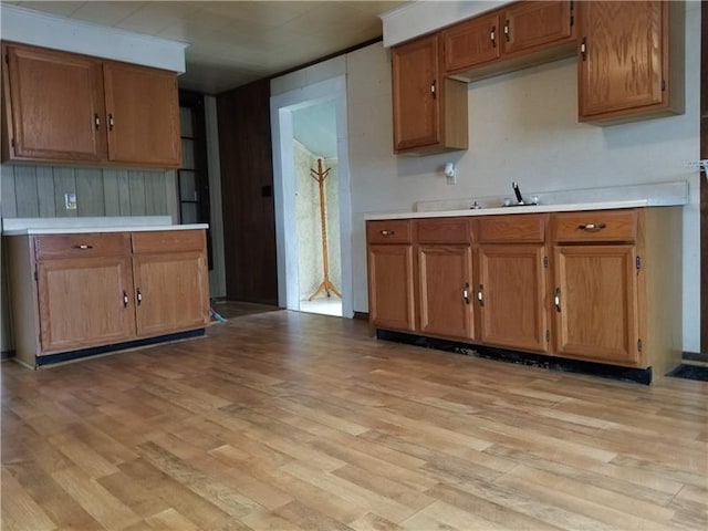 kitchen with light wood-type flooring