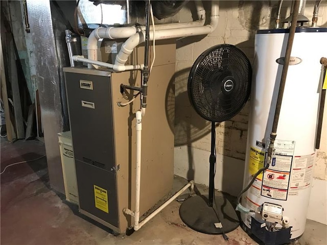 utility room with water heater