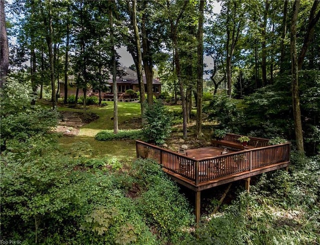 view of yard featuring a deck